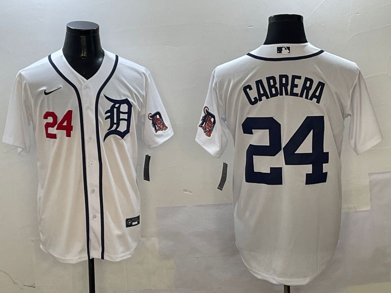 Men Detroit Tigers #24 Cabrera White Game 2025 Nike MLB Jersey style 3